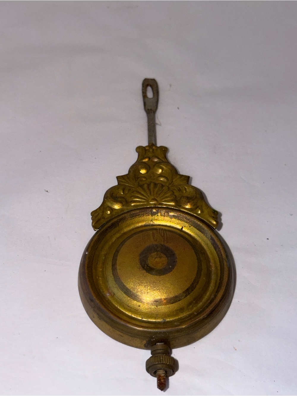 Antique gingerbread/kitchen pendulum parts 4 o’clock sold as is gold tone
